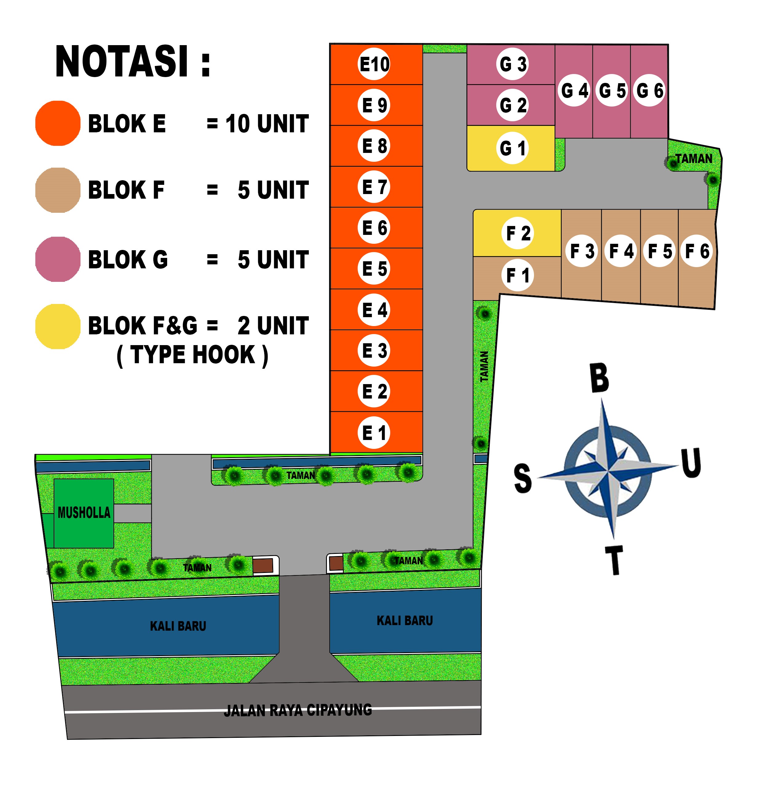 Bird's-eye view of a modern stylish housing community with green landscaping and cars parked on the street