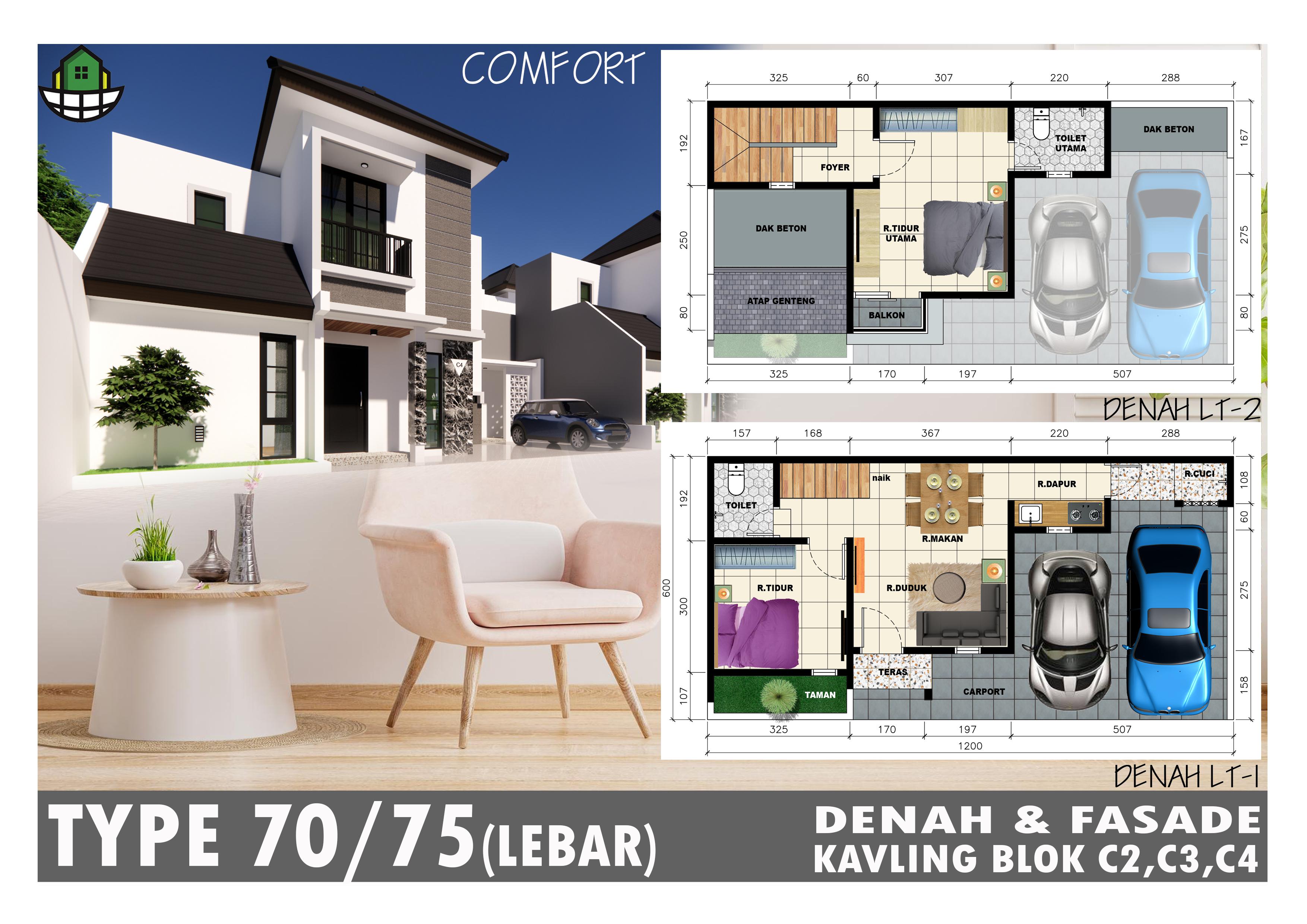 Bird's-eye view of a modern stylish housing community with green landscaping and cars parked on the street