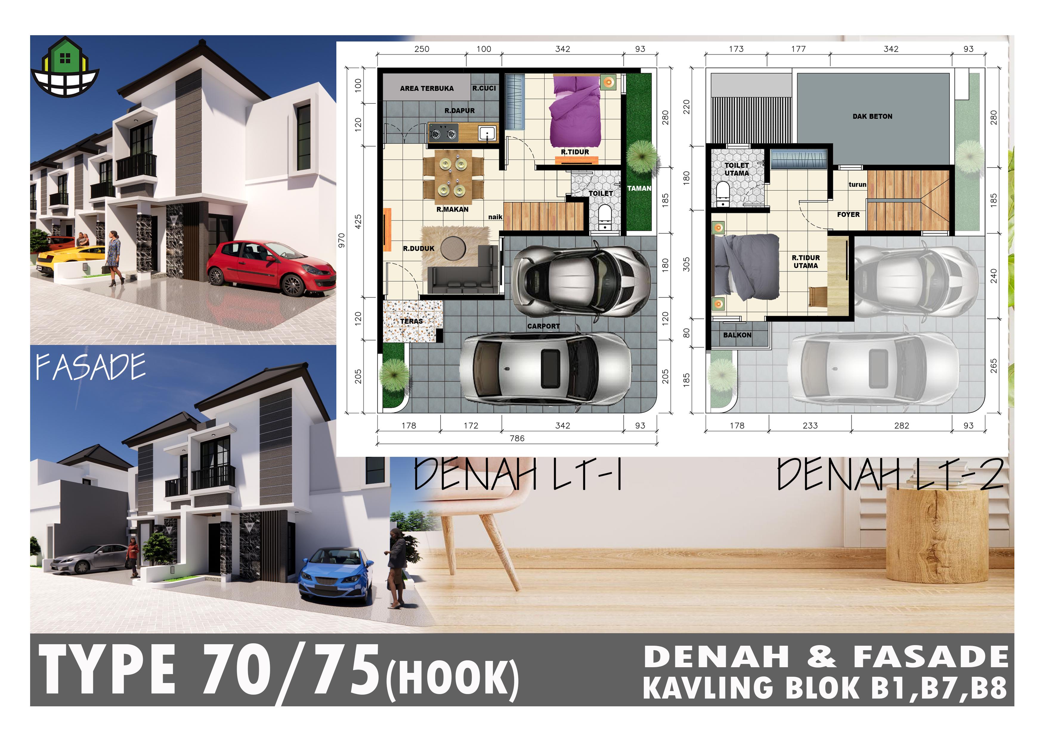 Bird's-eye view of a modern stylish housing community with green landscaping and cars parked on the street